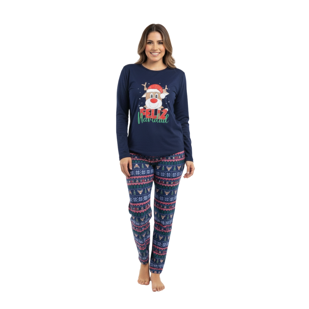 Pijama Navidad Azul - Mujer